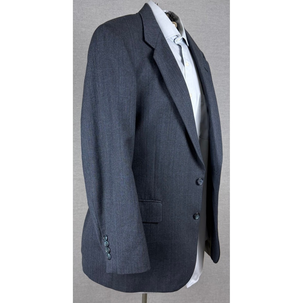 Allyn St George Hecht's Mens 38R Navy Herringbone Pinstripe Wool Blazer Coat
